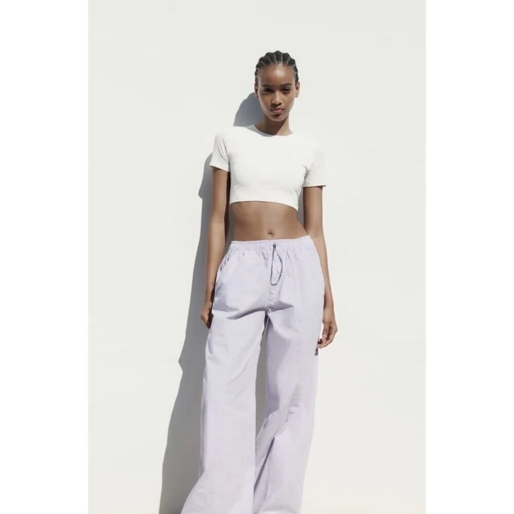 Zara Drawstring Mid Rise Parachute Pants - Picture 9 of 9